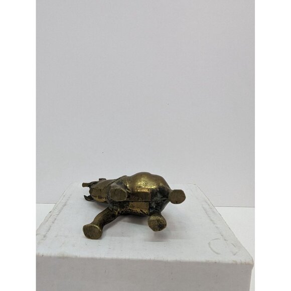 Brass Elephant Trunk Up with Tusks 3 Inch Tall 3 Inch Long Made in India - Picture 5 of 7